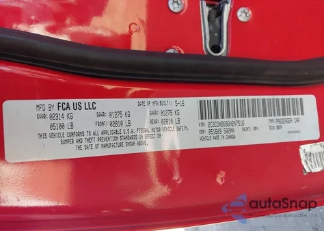 2016 Dodge Charger Se z USA, uszkodzony, nr VIN 2C3CDXBG9GH247516